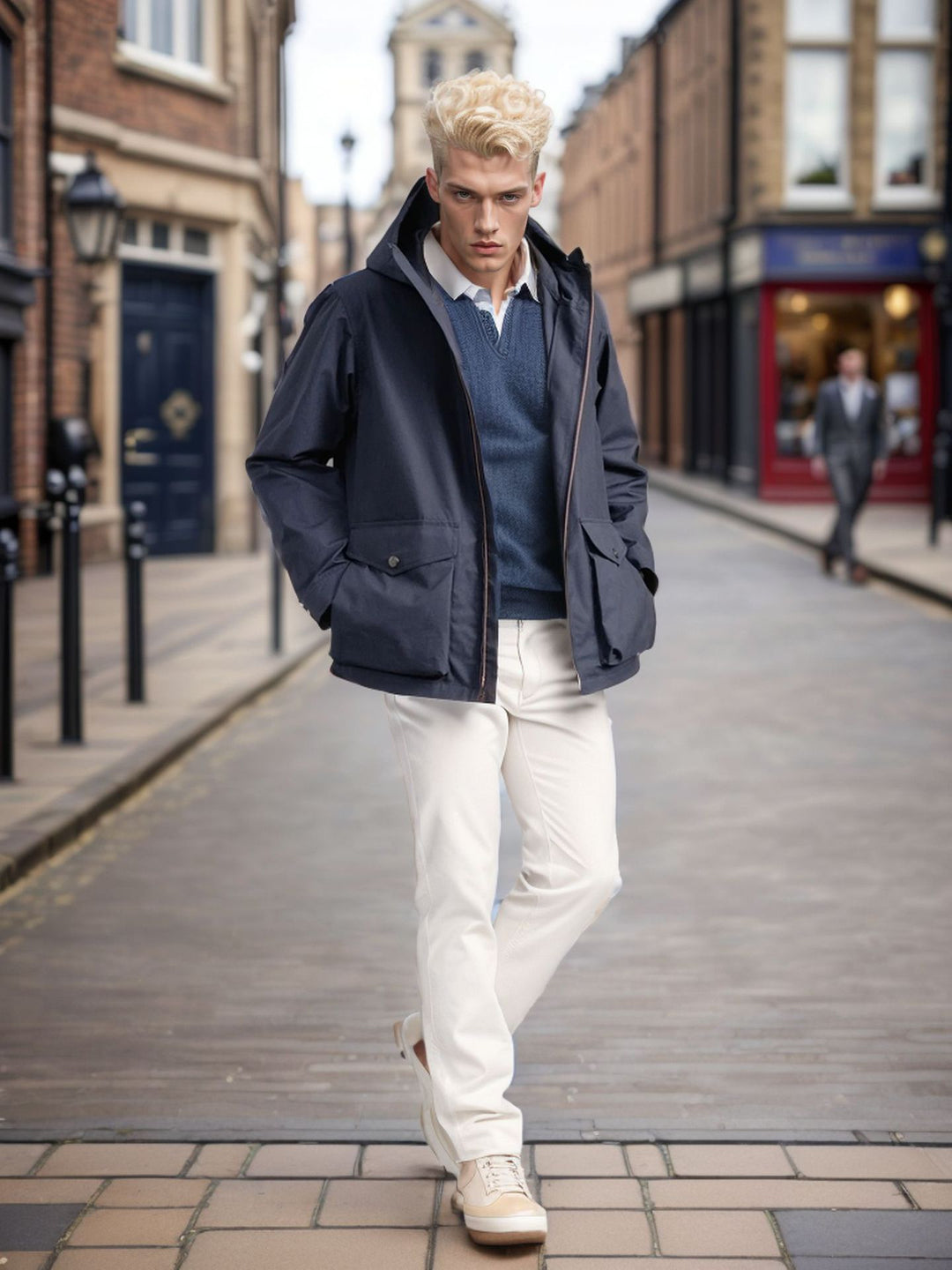 Herren Outdoormantel mit abnehmbarer Kapuze R&B
