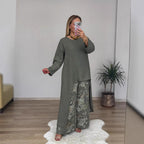 Damen Relaxed Fit Leinen Tunika Top R&B