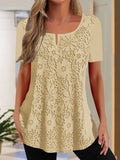 Damen Spitzenbluse mit floralem Design und Kurzarm R&B