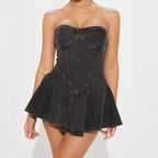 Damen Denim Playsuit mit Corsage-Design R&B