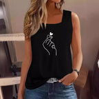 Damen ärmelloses T-Shirt mit kreativem Handdesign R&B