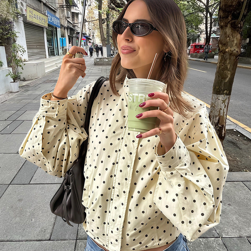 Damen figurbetonte Bluse mit punktuellem Muster R&B