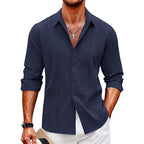 Herren elegante Langarmbluse mit feinem Streifenmuster R&B