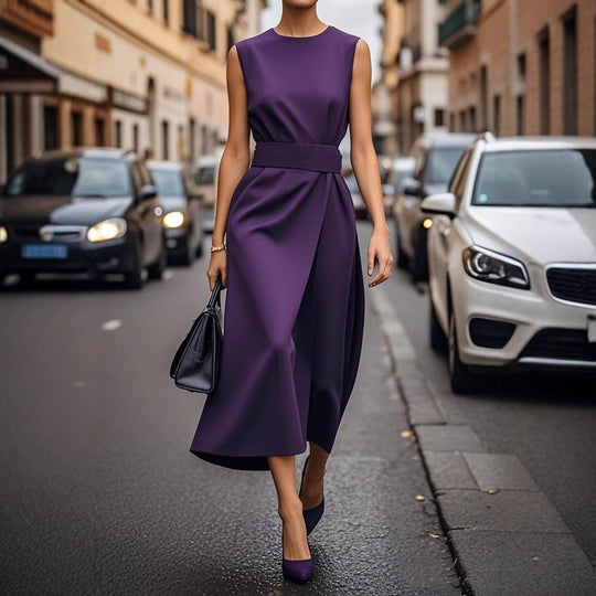 Damen Elegantes Maxikleid mit modernem Schnitt und feinen Plissée-Details R&B