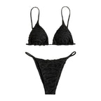 Damen Triangel-Bikini mit Rüschendesign und verstellbaren Trägern