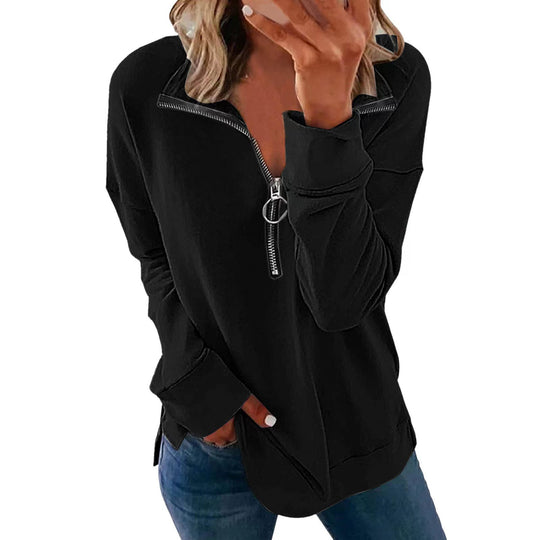 Damen Freizeitpullover mit stylischem Reißverschluss R&B