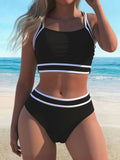 Damen Sportliches Bikini-Set mit modischen Kontraststreifen R&B