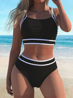 Damen Sportliches Bikini-Set mit modischen Kontraststreifen R&B