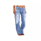 Damen Destroyed Jeans mit weitem Bein und lässiger Passform