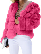 Damen Flauschige Kunstpelzjacke mit voluminösen Ärmeln und elegantem Schnitt R&B