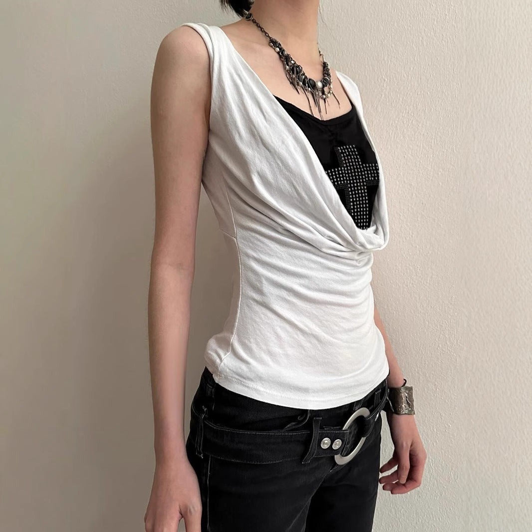 Damen stilvolles Top mit funkelndem Kreuzdesign R&B