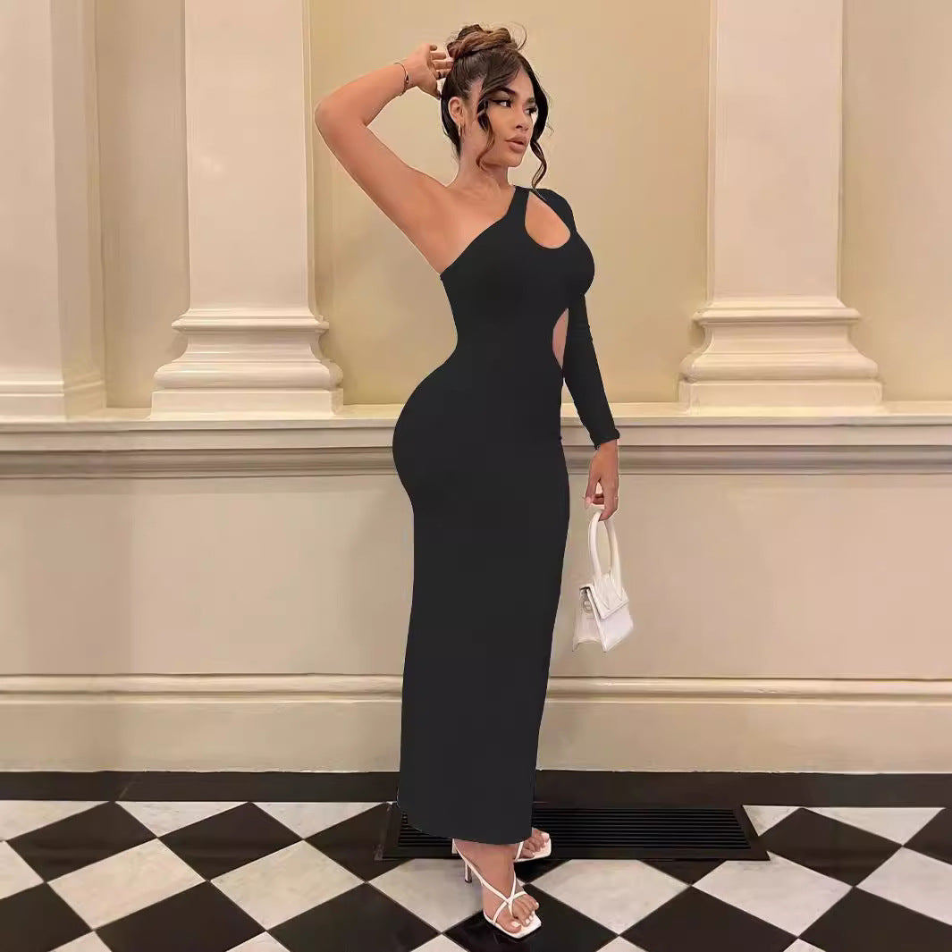 Damen Longsleeve Maxi-Kleid mit sexy Cut-Outs und figurbetontem Schnitt R&B
