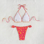 Damen Triangel-Bikini mit verspieltem Blumenmuster