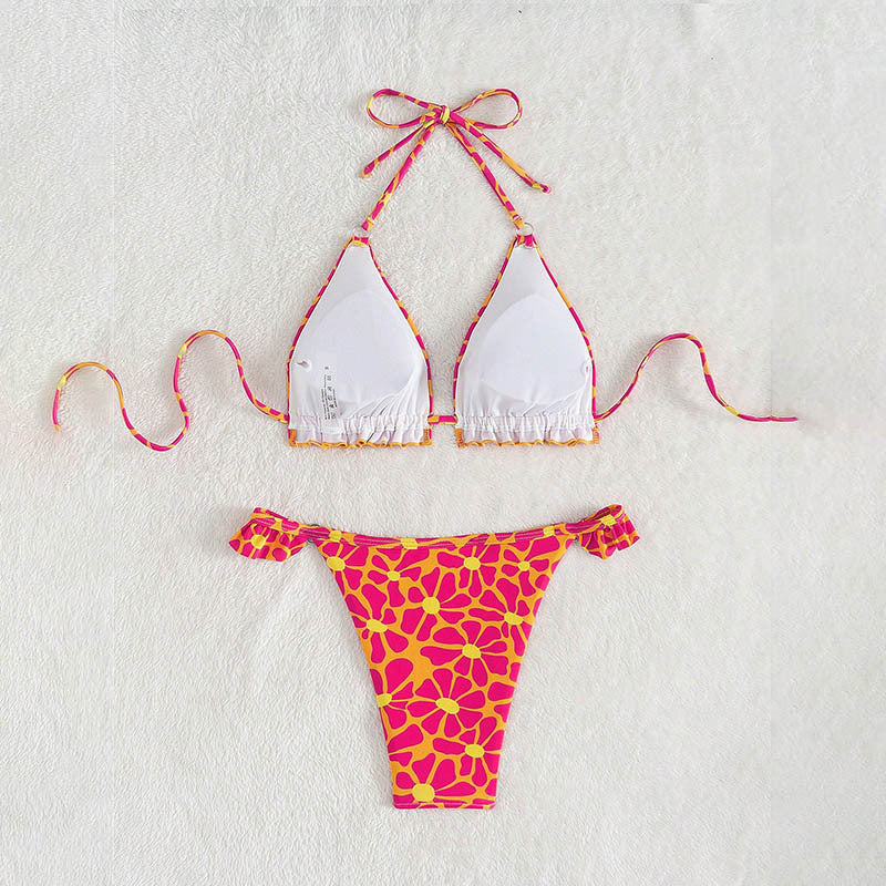 Damen Triangel-Bikini mit verspieltem Blumenmuster