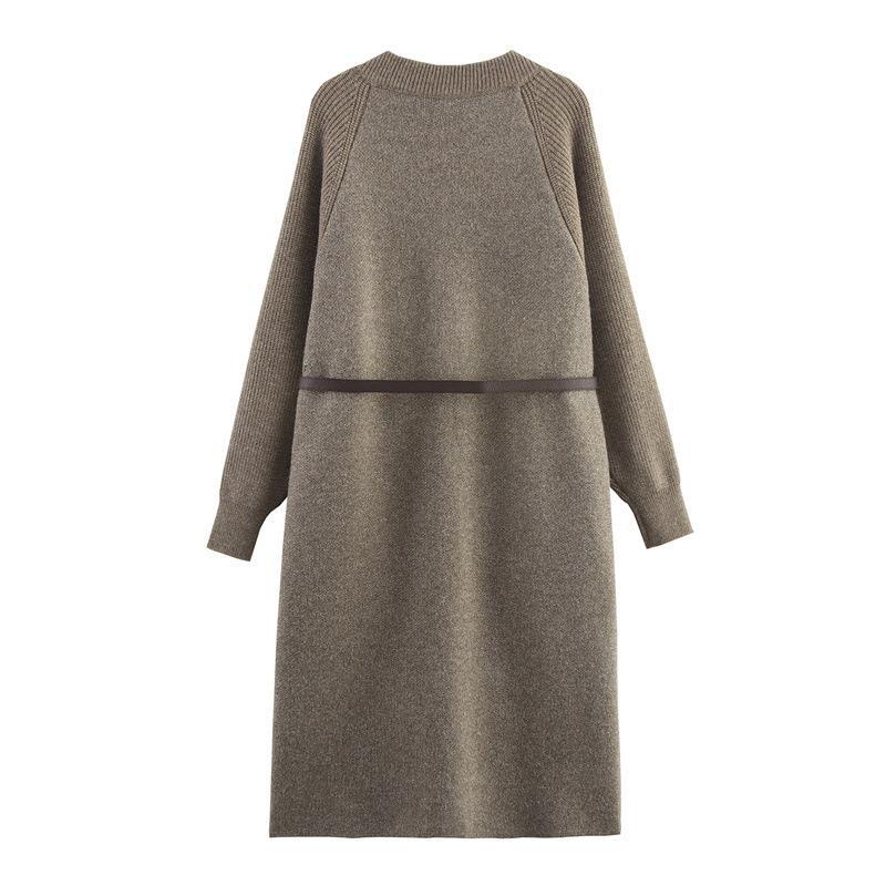 Damen Strickmantel mit eleganter Taillierung und praktischen Taschen R&B