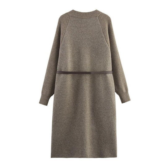 Damen Strickmantel mit eleganter Taillierung und praktischen Taschen R&B