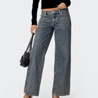 Damen Weite Jeans mit hohem Bund und lässigem Schnitt R&B