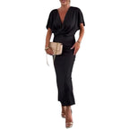 Damen Elegantes Wickelkleid aus satinierter Baumwolle R&B