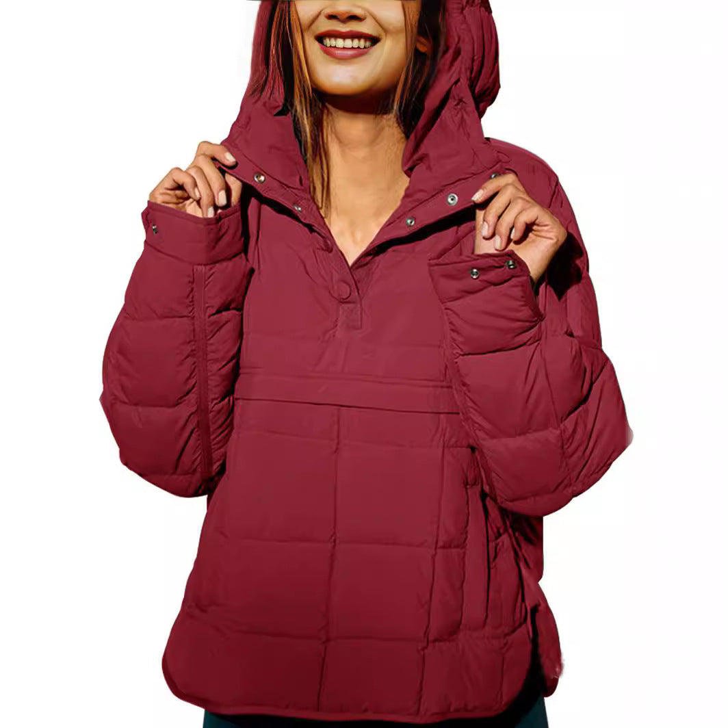 Damen lässige Winterjacke mit Steppdesign und Kragen R&B