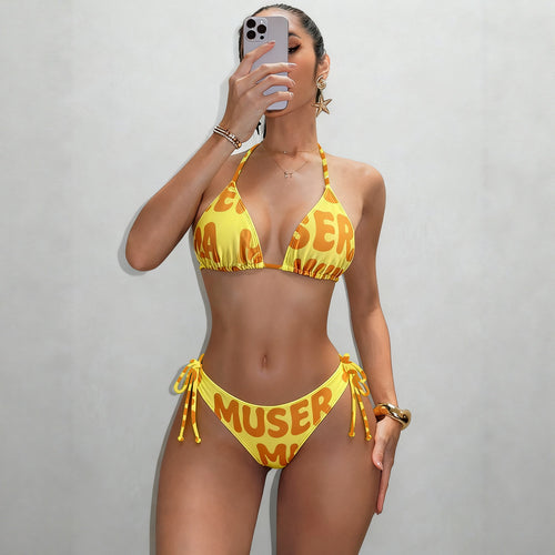 Damen Triangel-Bikini mit seitlicher Raffung R&B