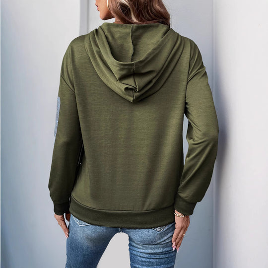Damen lässiger Kapuzenpullover mit praktischen Reißverschlusstaschen und asymmetrischem Saum R&B