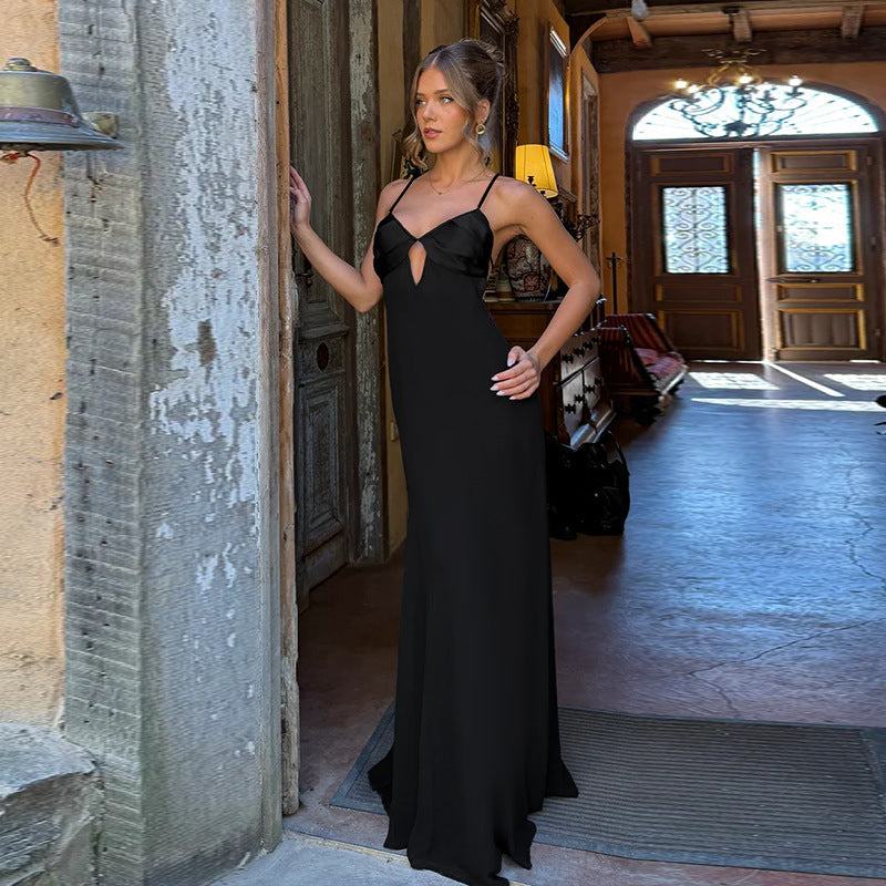 Damen Maxikleid mit verführerischem V-Ausschnitt und elegantem Wickeldesign R&B