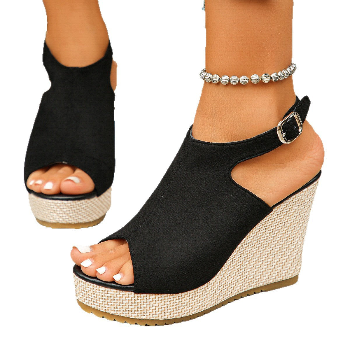 Damen Wedge-Sandalen mit modischem Camouflage-Design und komfortablem Fußbett R&B