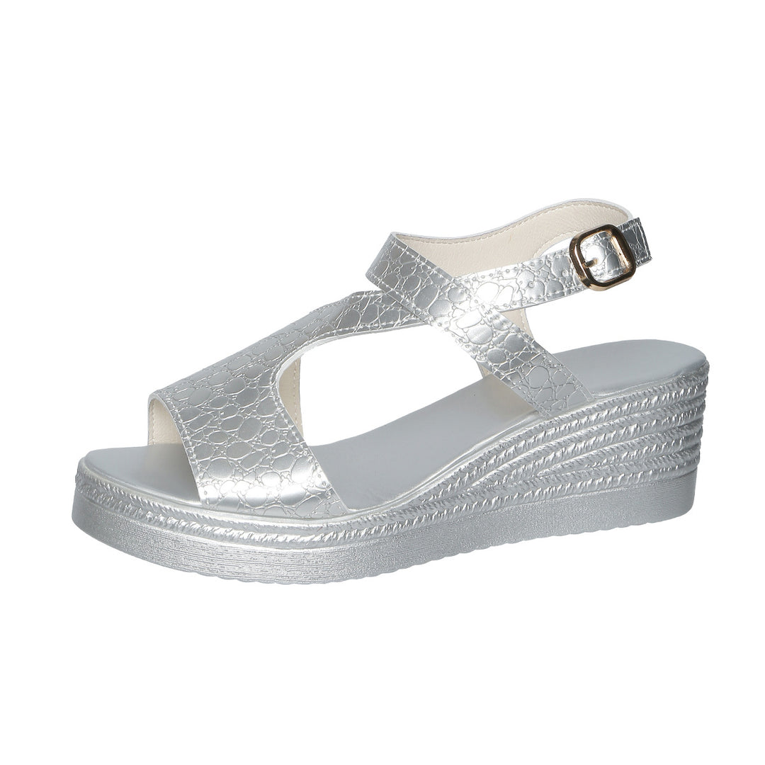 Damen Metallic Plateau Sandalen R&B