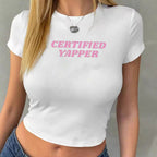 Damen Crop-Top mit floralem Grafikdruck und figurbetontem Schnitt R&B