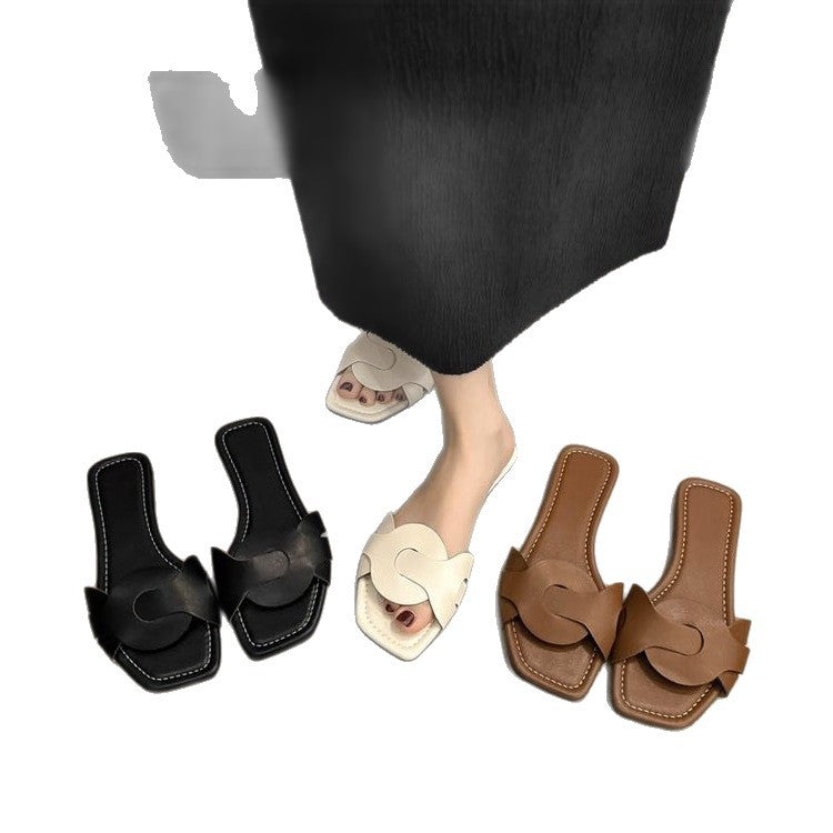 Damen modische Slides mit floraler Applikation R&B