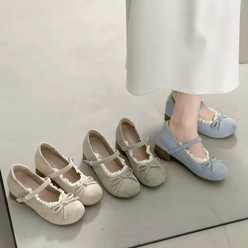 Damen Ballerinas mit dekorativem Rüschenelement und komfortablem Absatz