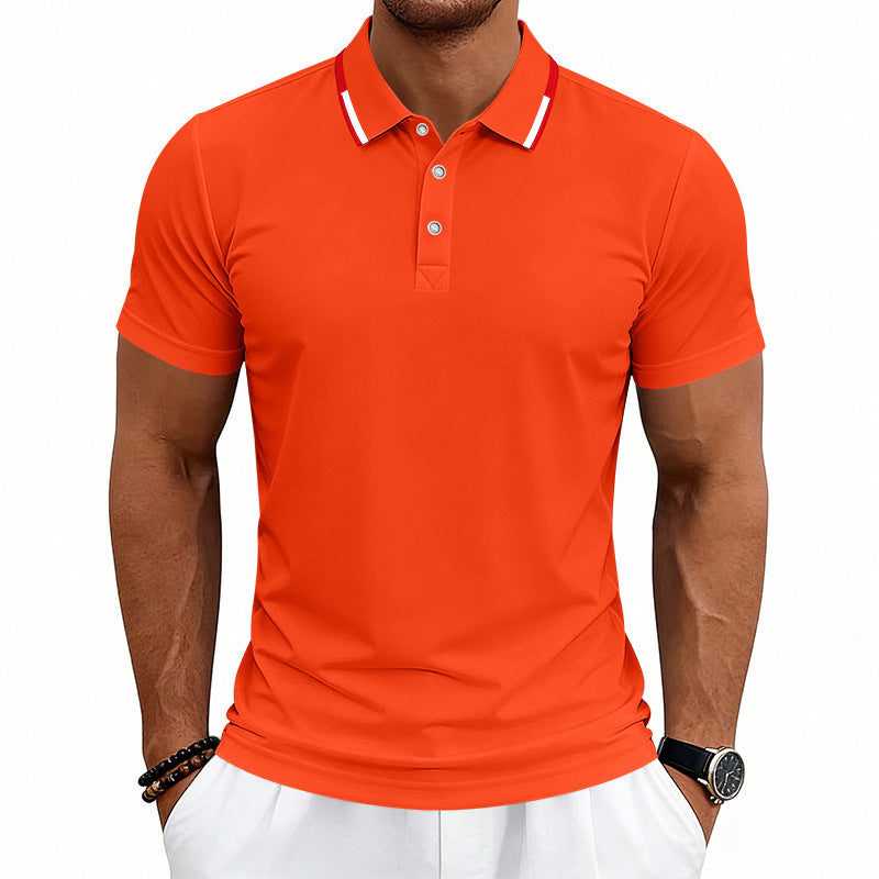 Herren nan tailliertes Kurzarm-Poloshirt mit Kontrastkragen aus atmungsaktivem Piqué R&B