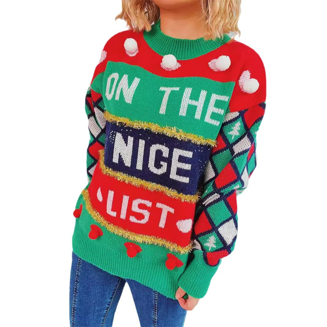 Damen festlicher Pullover mit bunten Applikationen und verspieltem Design R&B