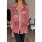 Damen Bluse mit modernem Schreibdesign und lockerer Passform
