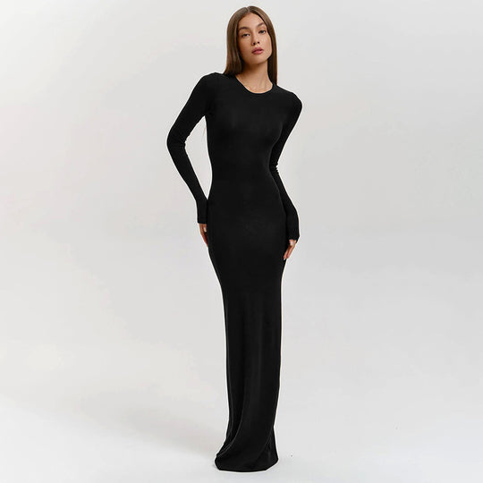 Damen Elegantes Langarm-Maxikleid mit figurformendem Schnitt und hohem Komfort R&B