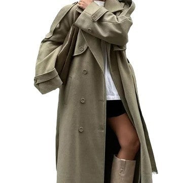 Damen Wolle Trenchcoat R&B