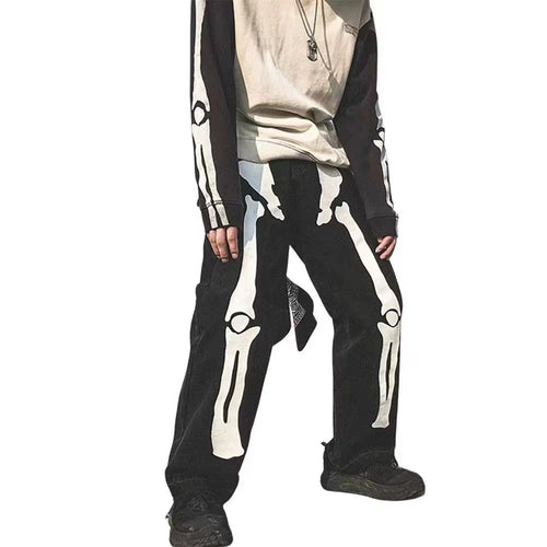 Damen lässige Cargo-Hose mit auffälligem Skelett-Design R&B