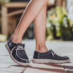 Damen lässige Segelschuhe aus strapazierfähigem Denim-Material