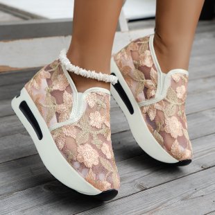 Damen Bequeme Slip-On Sneaker mit glitzerndem Design und atmungsaktiver Oberflächenstruktur R&B