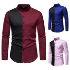 Herren elegantes Langarmhemd mit modernem Farbblockdesign R&B