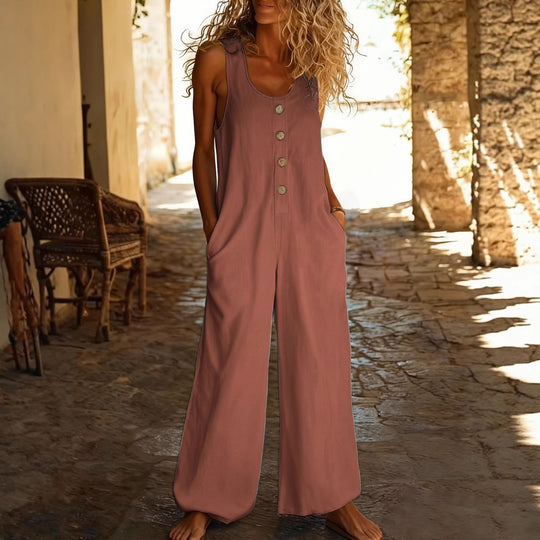 Damen Jumpsuit mit floralem Muster und Knopfdetails R&B