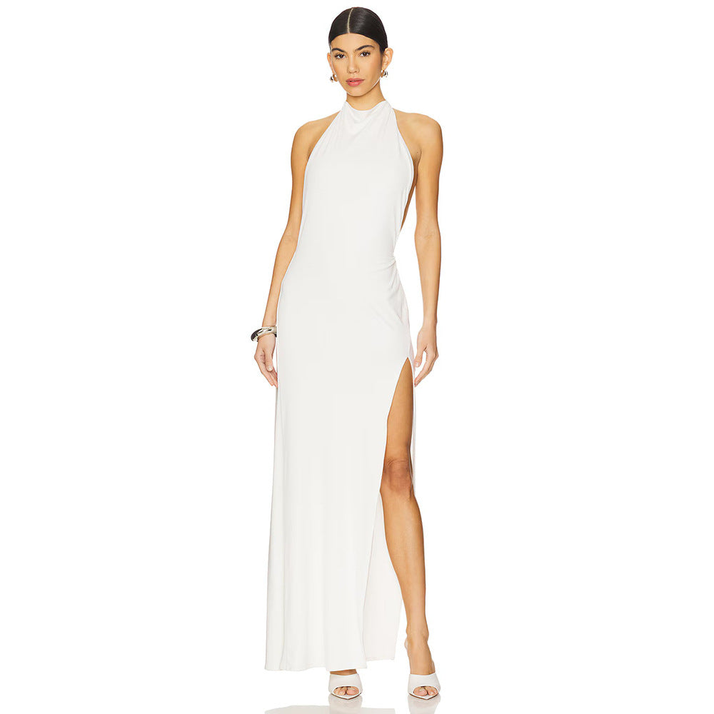 Damen Elegantes Maxikleid mit hochgeschlossenem Design und seitlichem Schlitz R&B