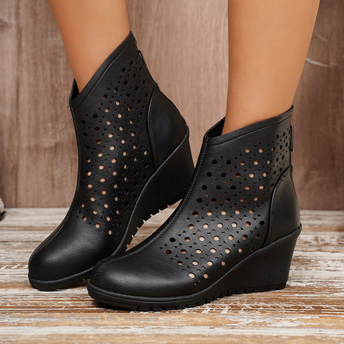 Damen Wedge-Stiefeletten mit perforiertem Obermaterial R&B