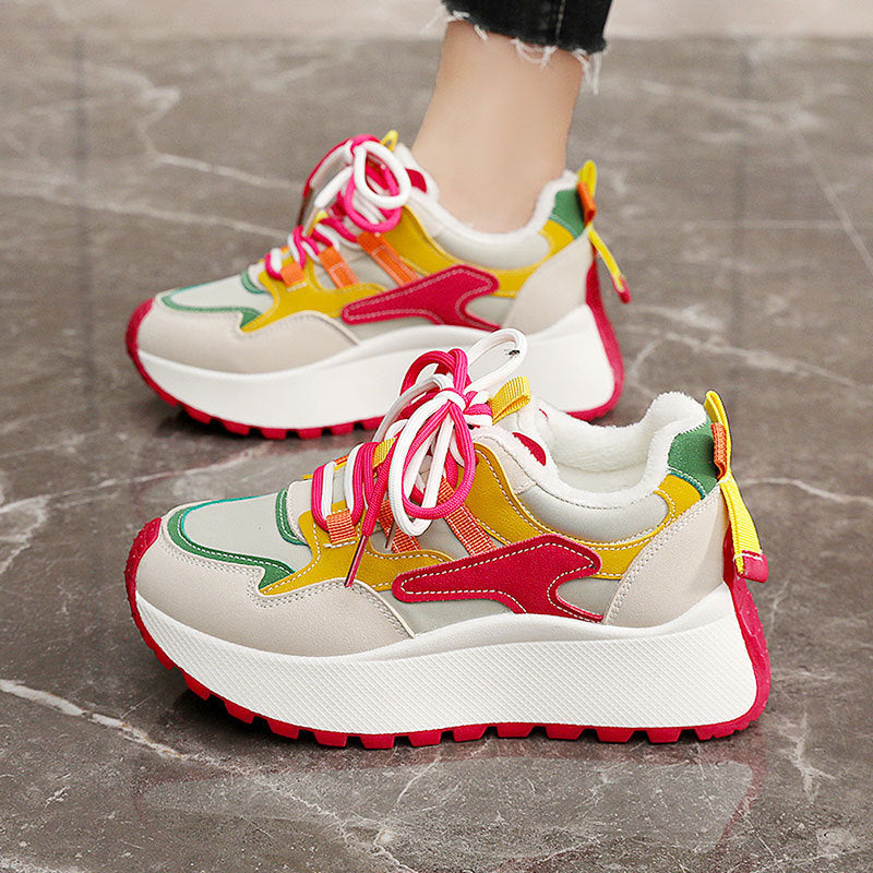 Damen modische High-Top Sneakers mit flauschigem Innenfutter und rutschfester Sohle R&B