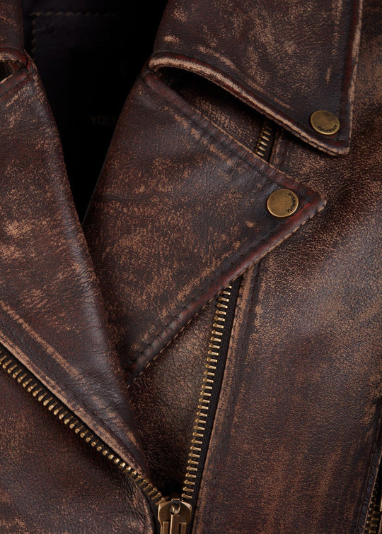 R&B | Leder Gekürzte Bikerjacke