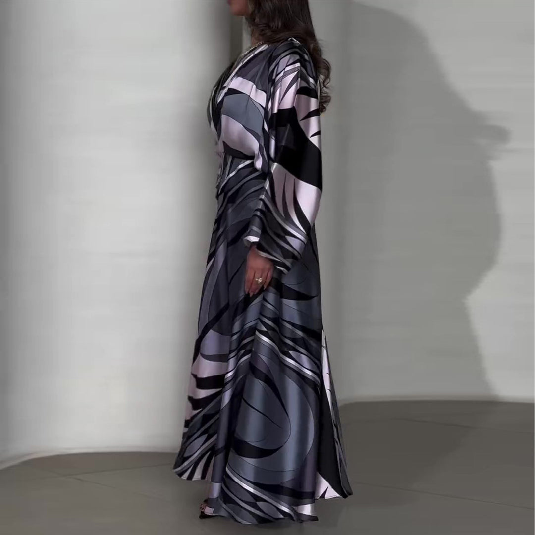 Damen Maxikleid mit innovativem Wickeldesign und schwingendem Saum R&B