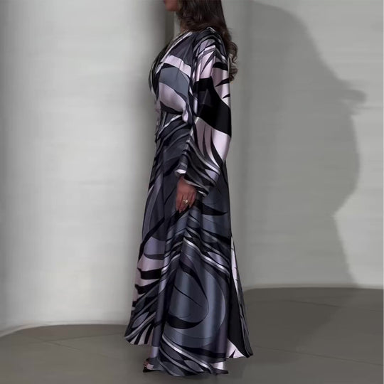 Damen Maxikleid mit innovativem Wickeldesign und schwingendem Saum R&B