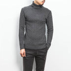 Herren komfortabler Rollkragenpullover mit Zopfmuster R&B