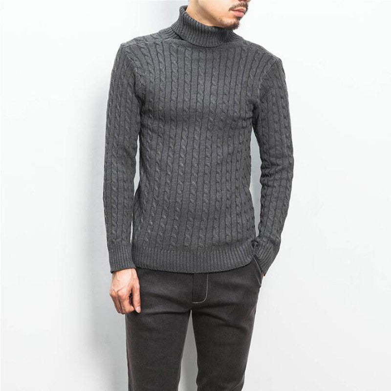 Herren nan Feinstrick-Rollkragenpullover mit Zopfmuster und schmaler Silhouette R&B