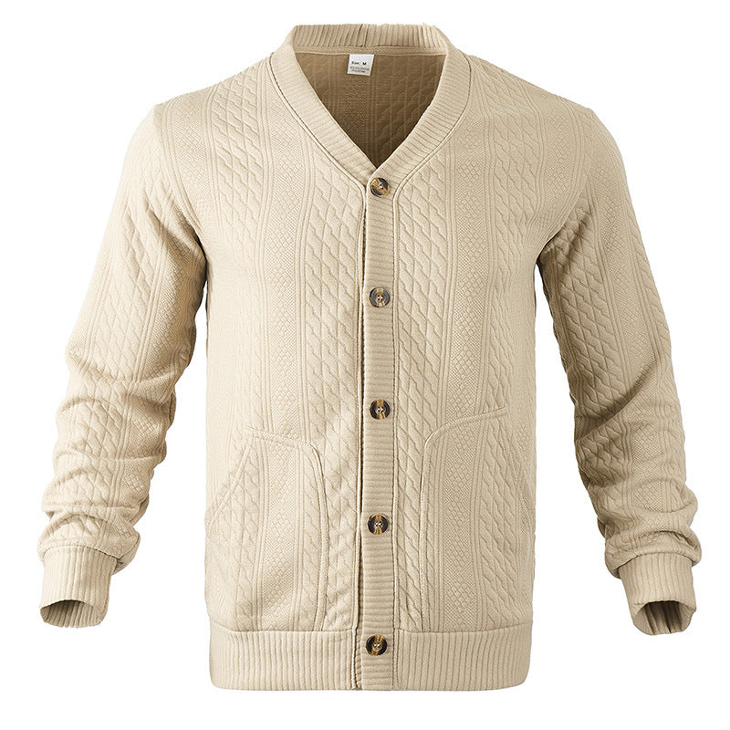 Herren Strickjacke mit V-Ausschnitt und praktischen Taschen R&B